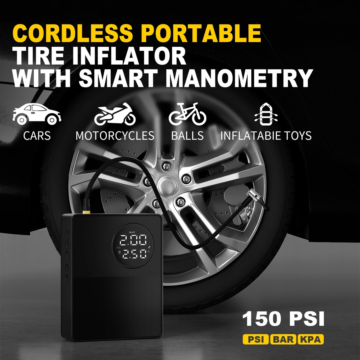 Car Emergency Starting Power Supply, Inflatable Pump, Emergency Lighter Battery, 3-in-1, Suitable For 12V8.5L Displacement Gasoline Vehicles, 12V5L Diesels Vehicles, New Energy Vehicles